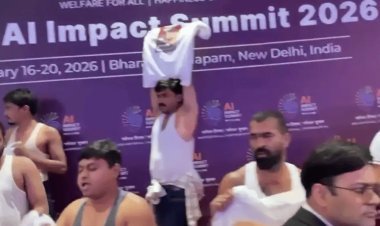 Youth Congress Shirtless Protest at Bharat Mandapam AI Summit