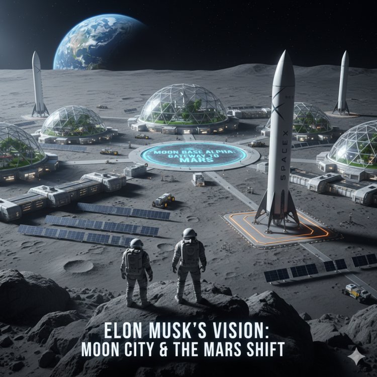 एलन मस्क का 'मून सिटी' प्लान: चंद्रमा पर शहर बसाने की तैयारी, क्या यही है मंगल तक पहुँचने का रास्ता?