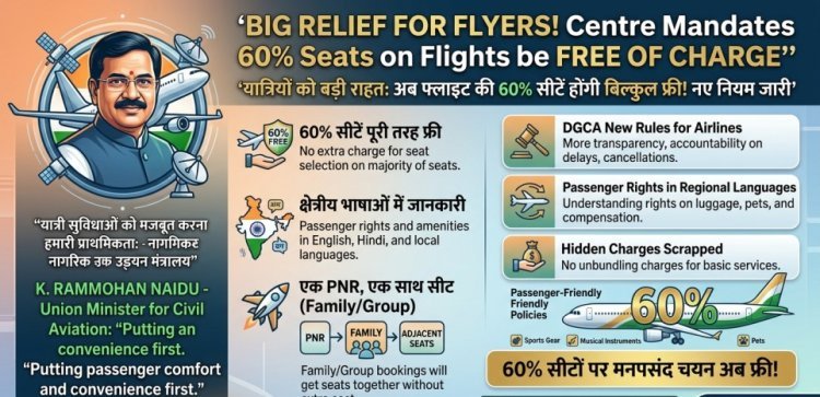 हवाई यात्रियों को बड़ी राहत: अब फ्लाइट की 60% सीटें होंगी बिल्कुल फ्री, केंद्र सरकार का नया आदेश जारी!