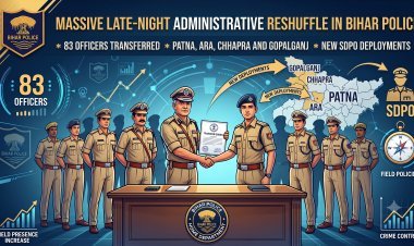 बिहार पुलिस महकमे में देर रात बड़ा प्रशासनिक फेरबदल: 83 अधिकारियों के तबादले, पटना, आरा, छपरा और गोपालगंज में नए SDPO तैनात!