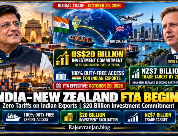 India–New Zealand FTA 2026: Piyush Goyal Highlights $20 Billion Investment, Zero Tariffs